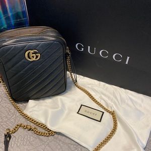 GUCCI LONG MARMONT DOUBLE ZIPPER BLACK